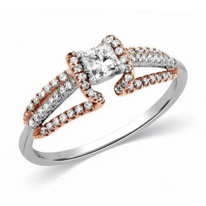 Jewelove™ Rings Women's Band only Platinum & Rose Gold Engagement Ring with Princess Cut Solitaire SJ PTO 288