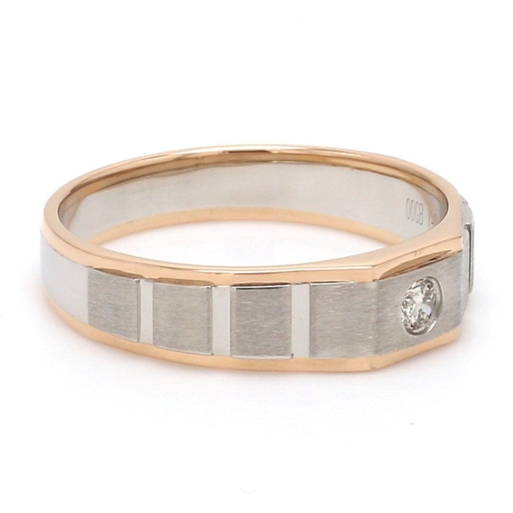 Jewelove™ Rings Platinum & Rose Gold Fusion Single Diamond Ring for Men JL PT 994