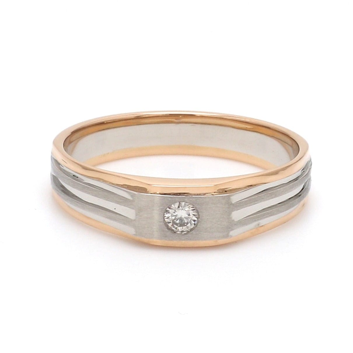 Jewelove™ Rings Men's Band only / SI IJ Platinum & Rose Gold Fusion Single Diamond Ring for Men JL PT 997