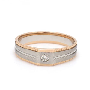 Jewelove™ Rings Platinum & Rose Gold Fusion Single Diamond Ring with Cutting on Edges for Men JL PT 996