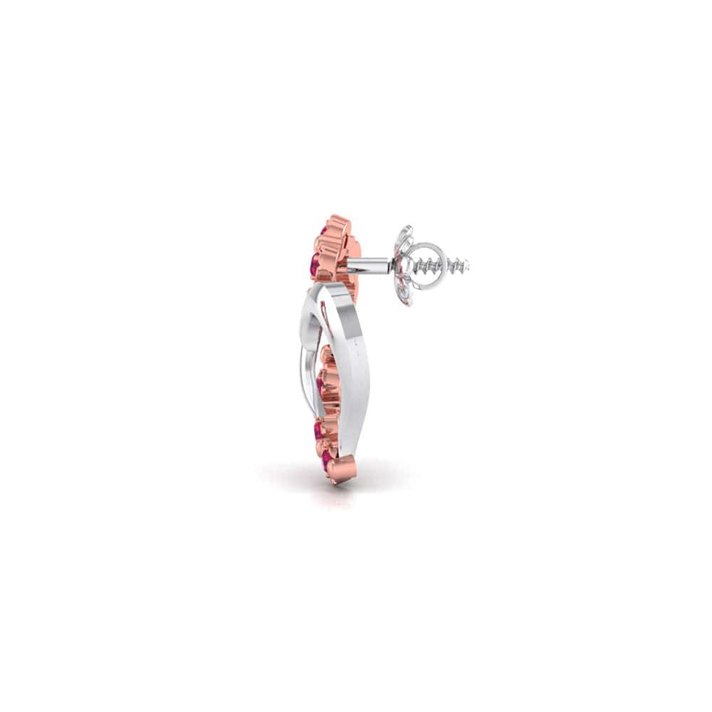 Side View of Platinum of Rose  Heart  Earring with Diamonds JL PT E 8240