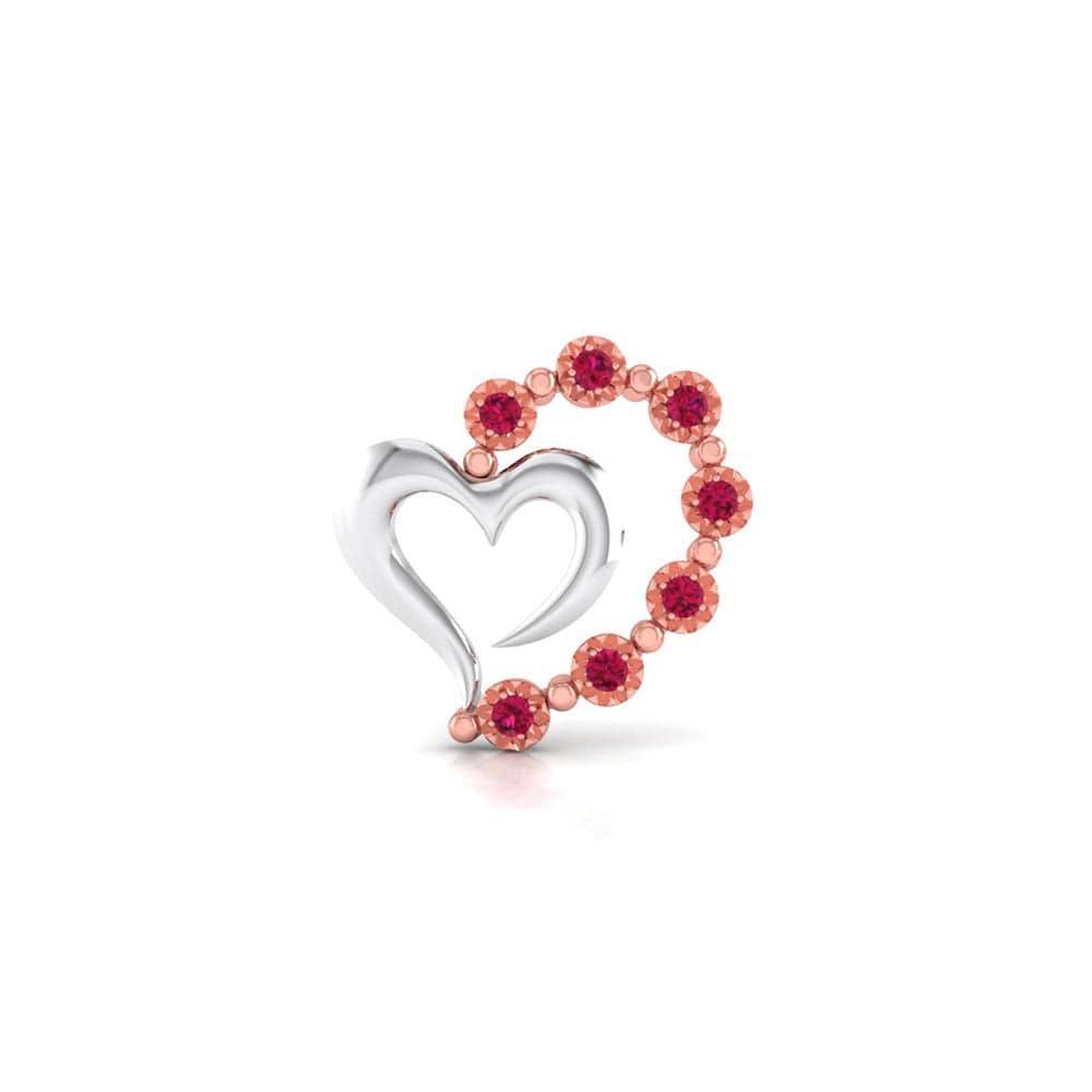 Front View of Platinum of Rose  Heart  Earring with Diamonds JL PT E 8240