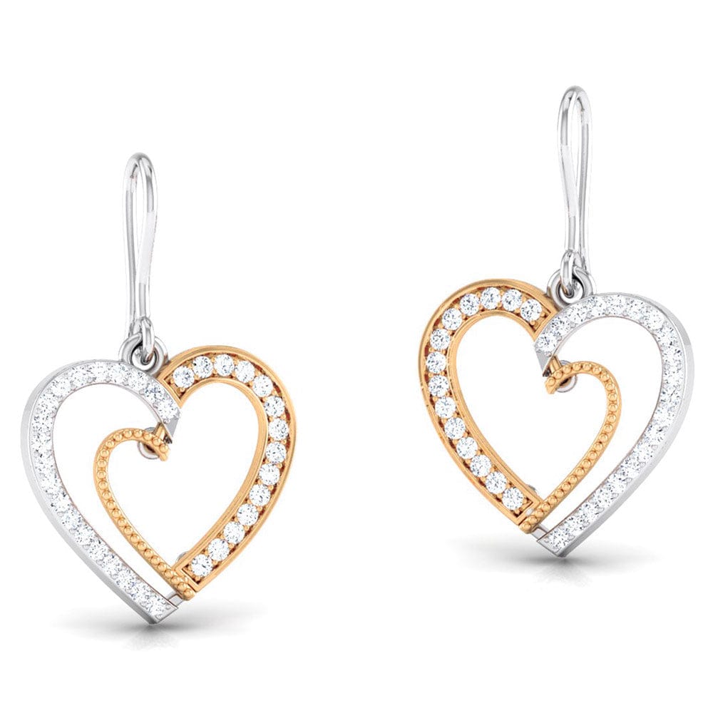 Jewelove™ Earrings Platinum & Rose Gold Hearts & Diamonds Earrings JL PT E 8063