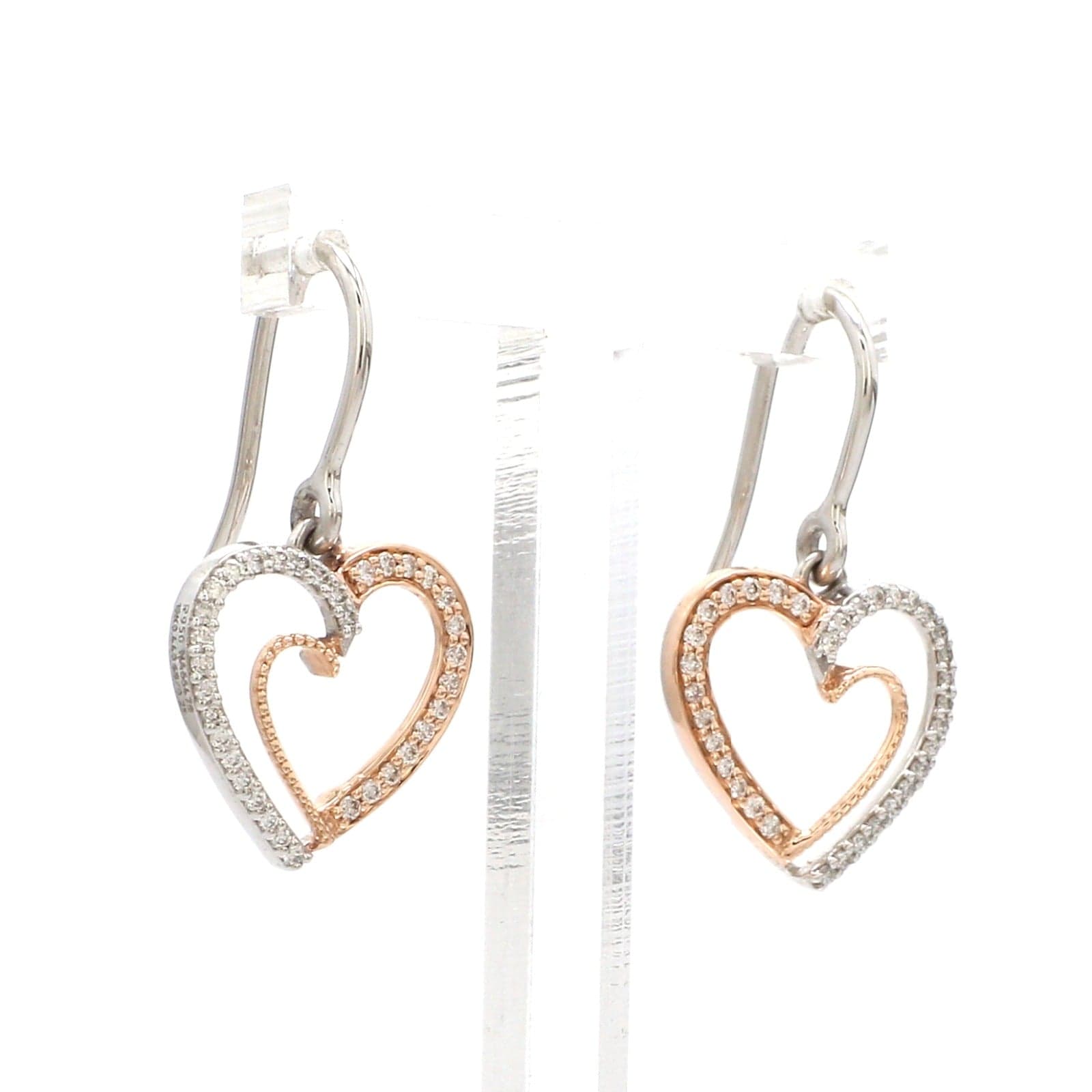 Jewelove™ Earrings Platinum & Rose Gold Hearts & Diamonds Earrings JL PT E 8063