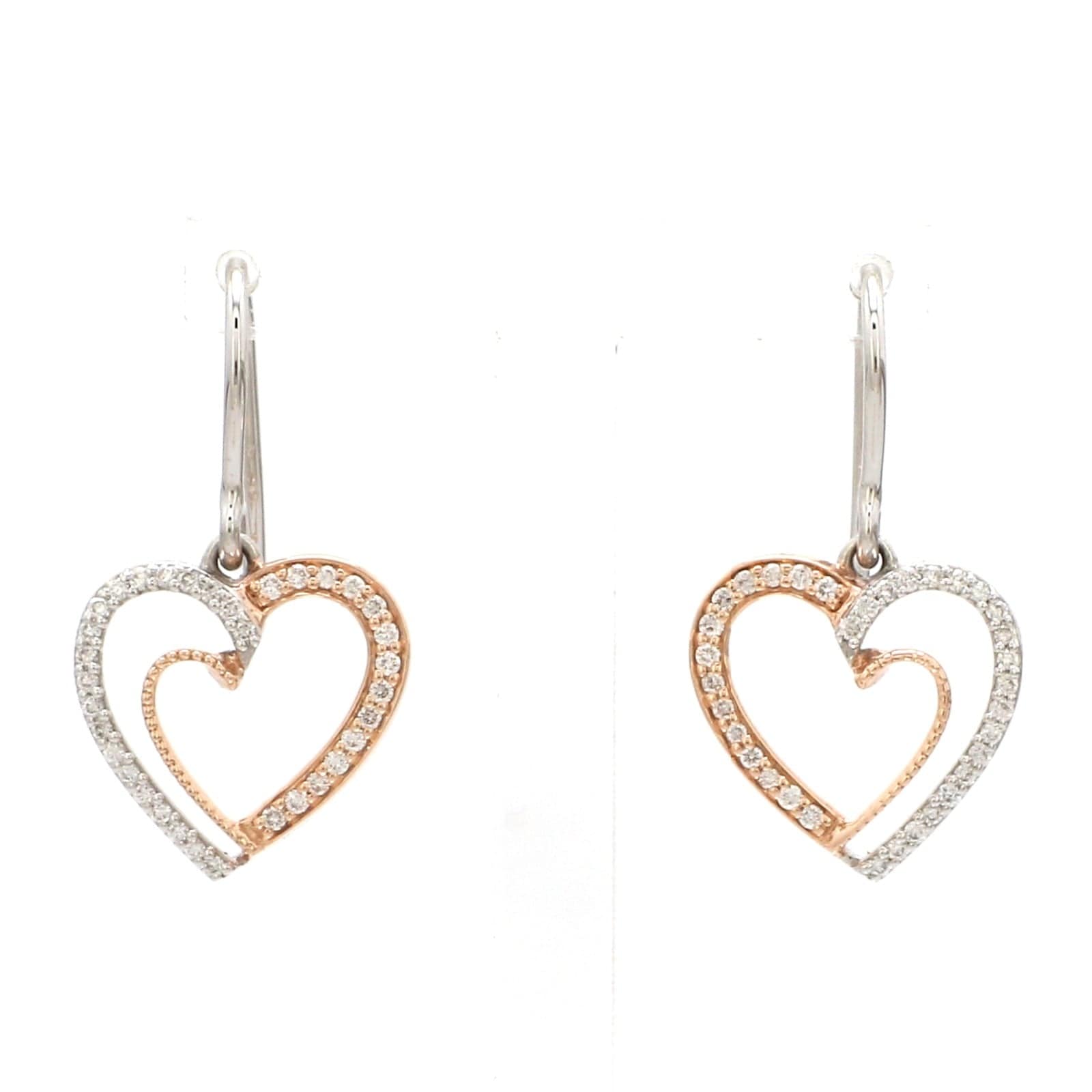 Jewelove™ Earrings Platinum & Rose Gold Hearts & Diamonds Earrings JL PT E 8063