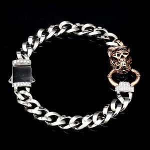 Jewelove™ Bangles & Bracelets Platinum Rose Gold Jaguar Diamond Bracelet for Men JL PTB 1233