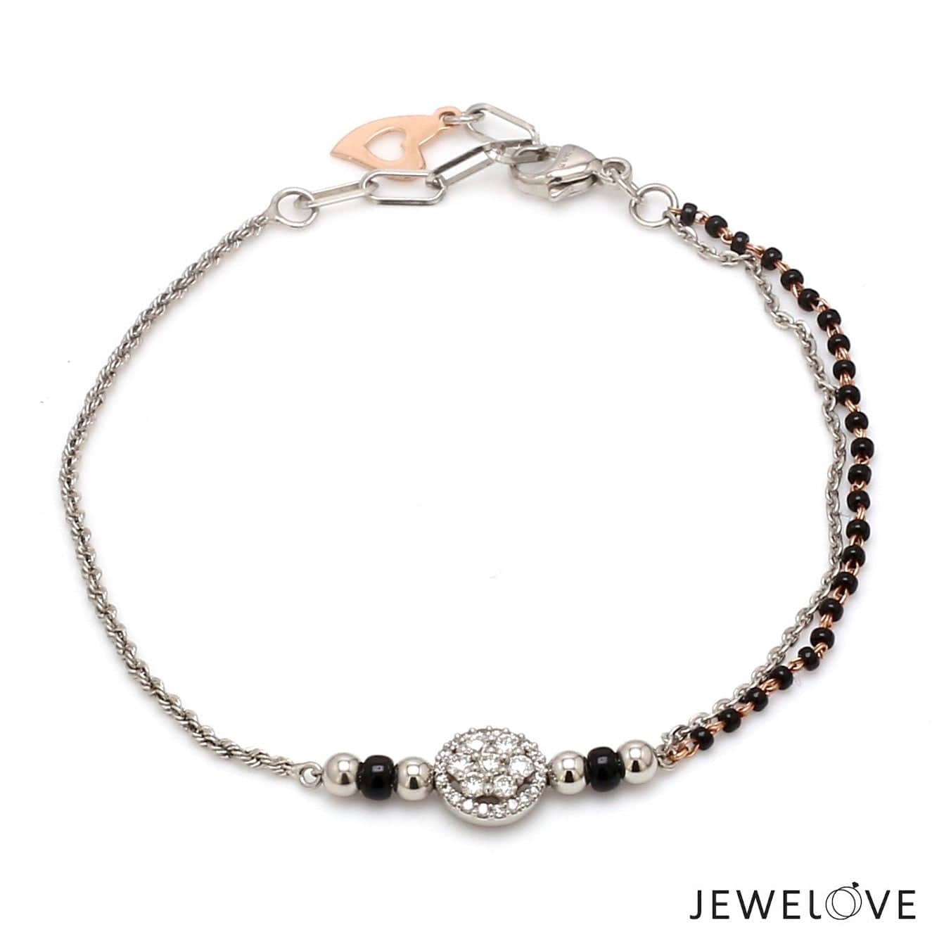 Jewelove™ Bangles & Bracelets Platinum Rose Gold Mangalsutra Diamond Bracelet for Women JL PTB 1211