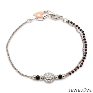 Jewelove™ Bangles & Bracelets Platinum Rose Gold Mangalsutra Diamond Bracelet for Women JL PTB 1211