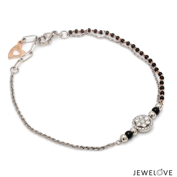 Jewelove™ Bangles & Bracelets Platinum Rose Gold Mangalsutra Diamond Bracelet for Women JL PTB 1211