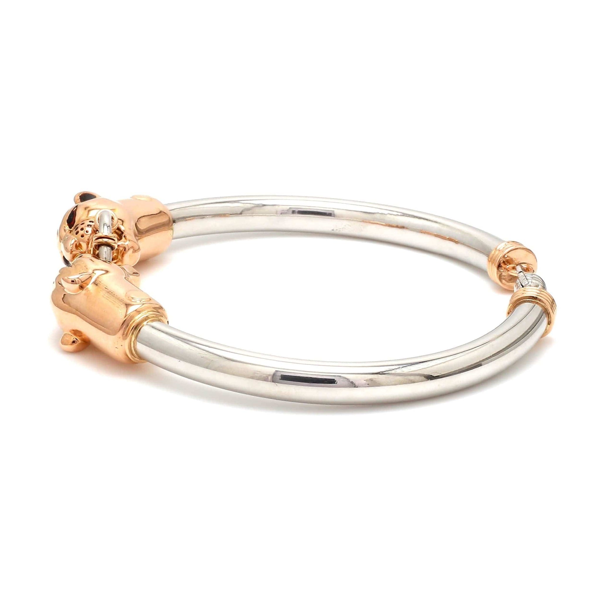 Jewelove™ Bangles & Bracelets Platinum & Rose Gold Panther Bracelet for Men JL PTB 1184