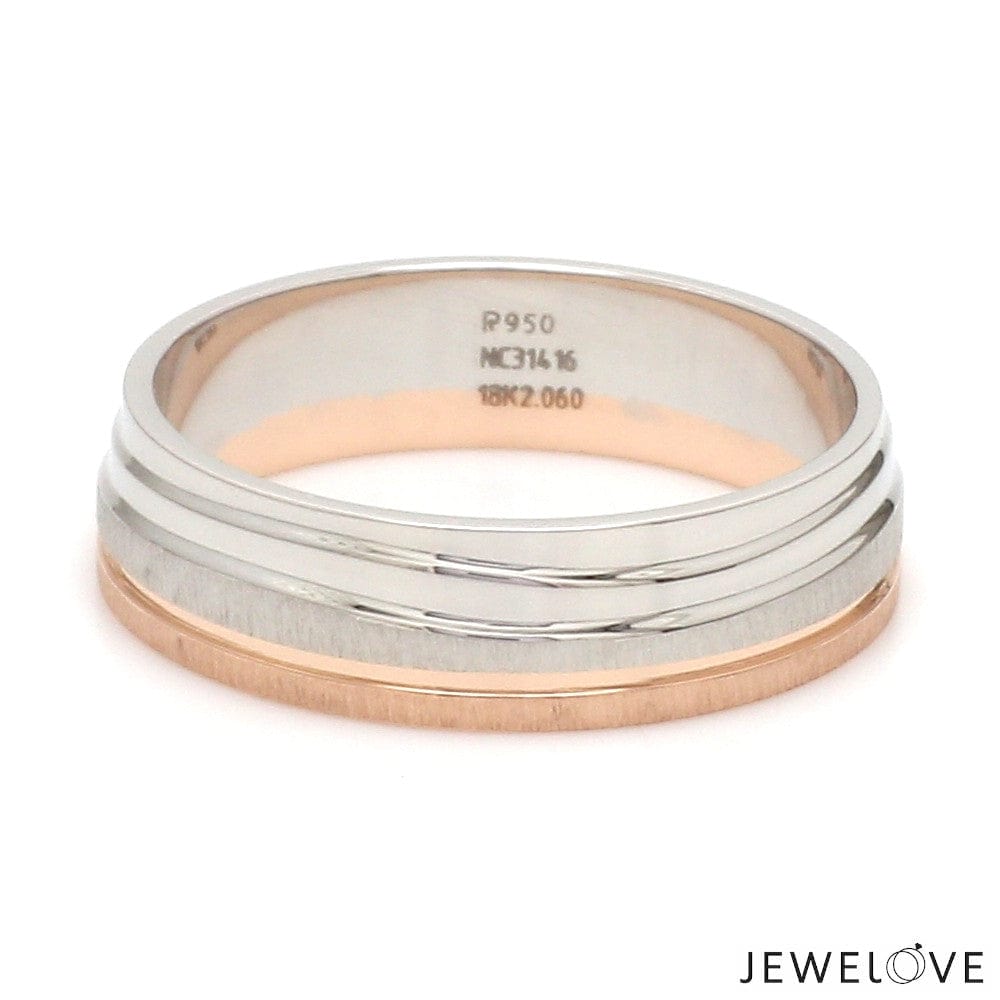 Jewelove™ Rings Platinum Rose Gold Plain Men's & Diamonds Women's Rings JL PT 1256