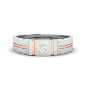 Jewelove™ Rings Platinum & Rose Gold Single Diamond Ring for Men JL PT 1143