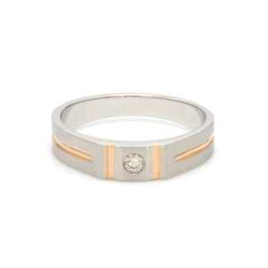 Jewelove™ Rings Platinum & Rose Gold Single Diamond Ring for Men JL PT 1143