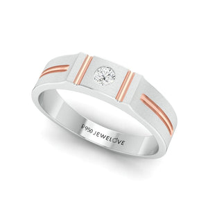 Jewelove™ Rings Men's Band only / SI IJ Platinum & Rose Gold Single Diamond Ring for Men JL PT 1143