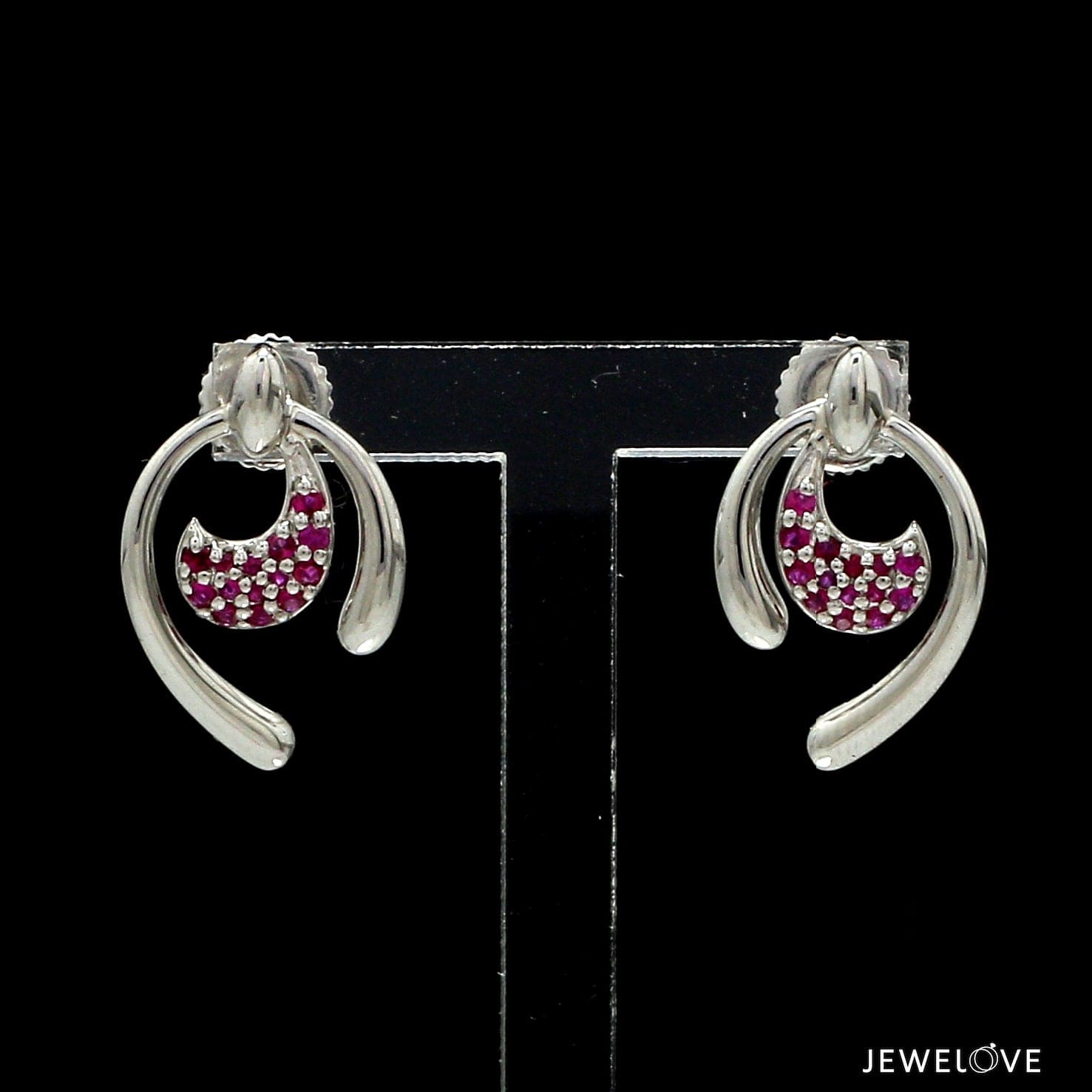 Jewelove™ Earrings Platinum Ruby Earrings for Women JL PT E NL8636R