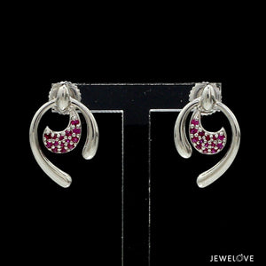 Jewelove™ Earrings Platinum Ruby Earrings for Women JL PT E NL8636R