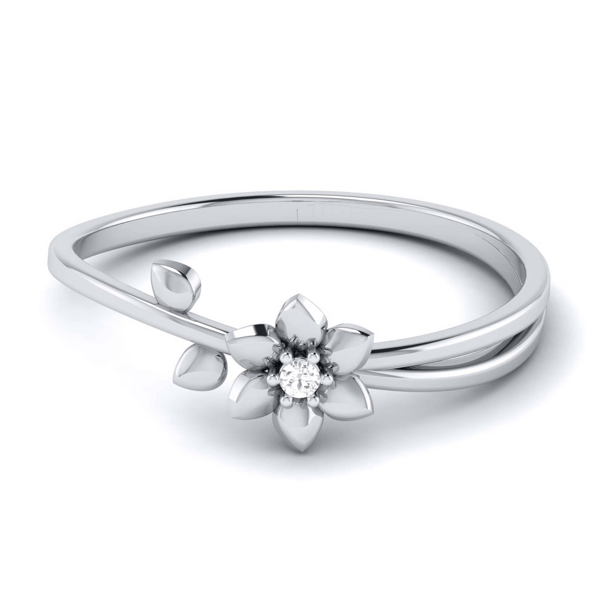 Jewelove™ Rings Platinum Single Diamond Flower Ring for Women JL PT LR 29