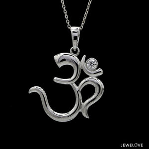 Jewelove™ Chains Platinum Single Diamond Om Pendant JL PT OM-7