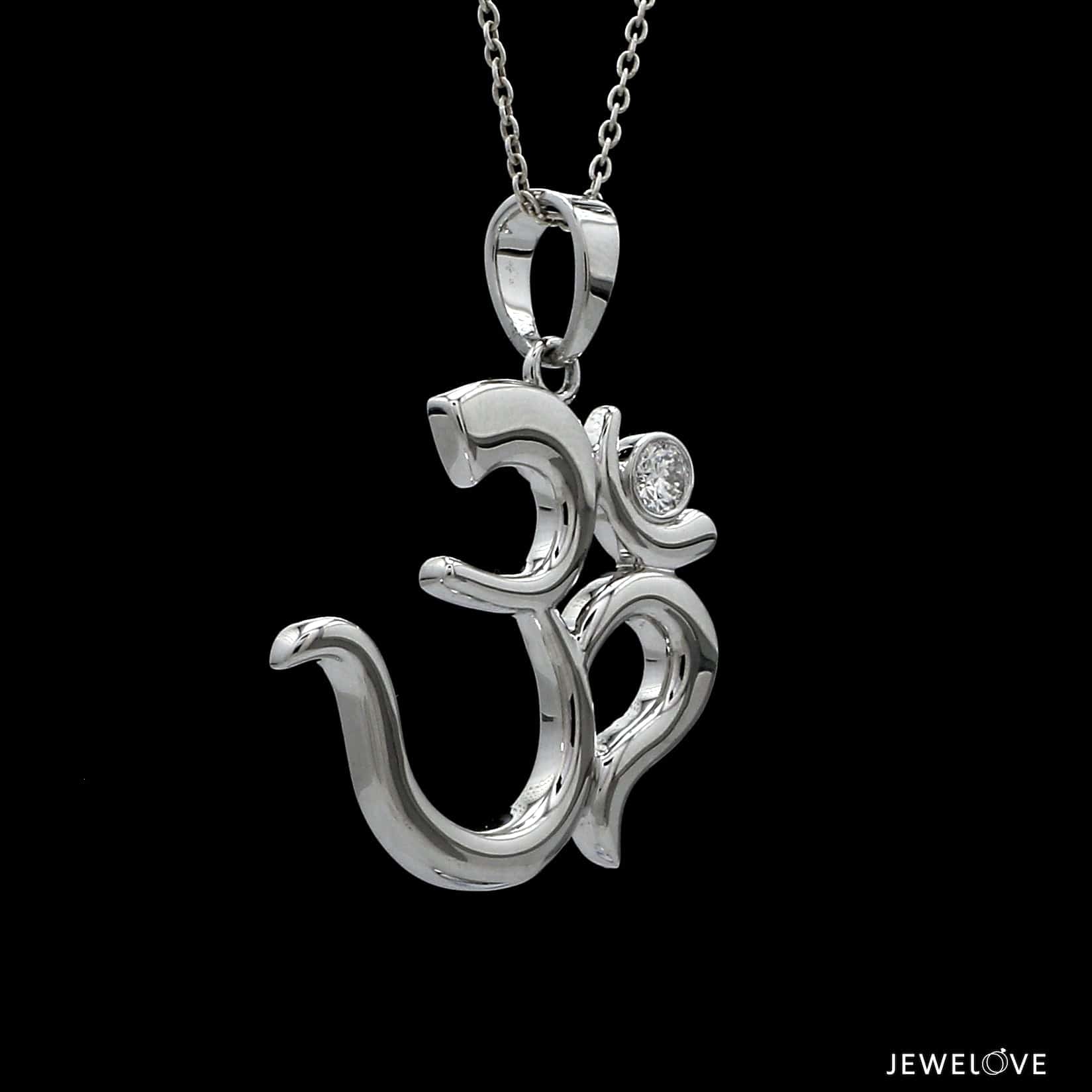 Jewelove™ Chains Platinum Single Diamond Om Pendant JL PT OM-7