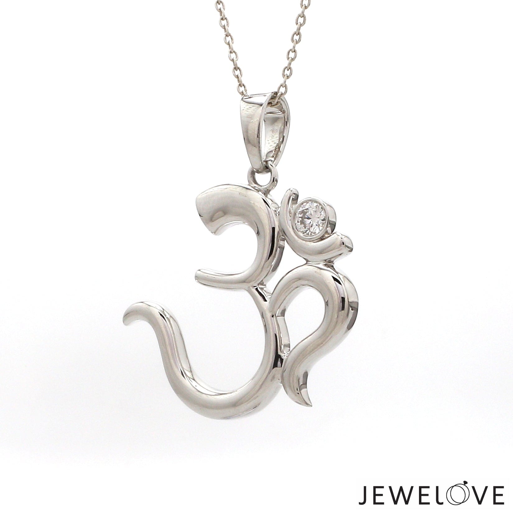 Jewelove™ Chains Platinum Single Diamond Om Pendant JL PT OM-7