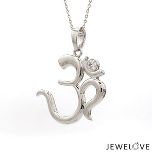 Jewelove™ Chains Platinum Single Diamond Om Pendant JL PT OM-7