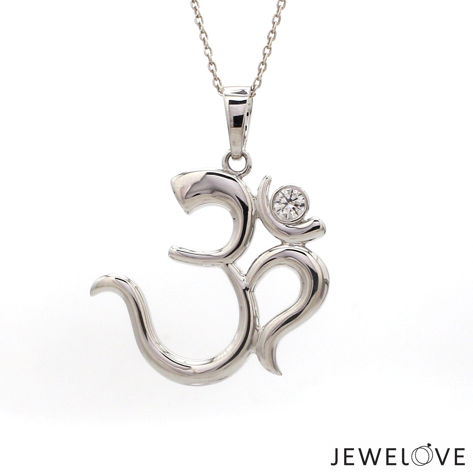 Jewelove™ Chains Platinum Single Diamond Om Pendant JL PT OM-7