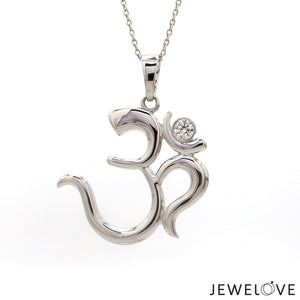 Jewelove™ Chains Platinum Single Diamond Om Pendant JL PT OM-7