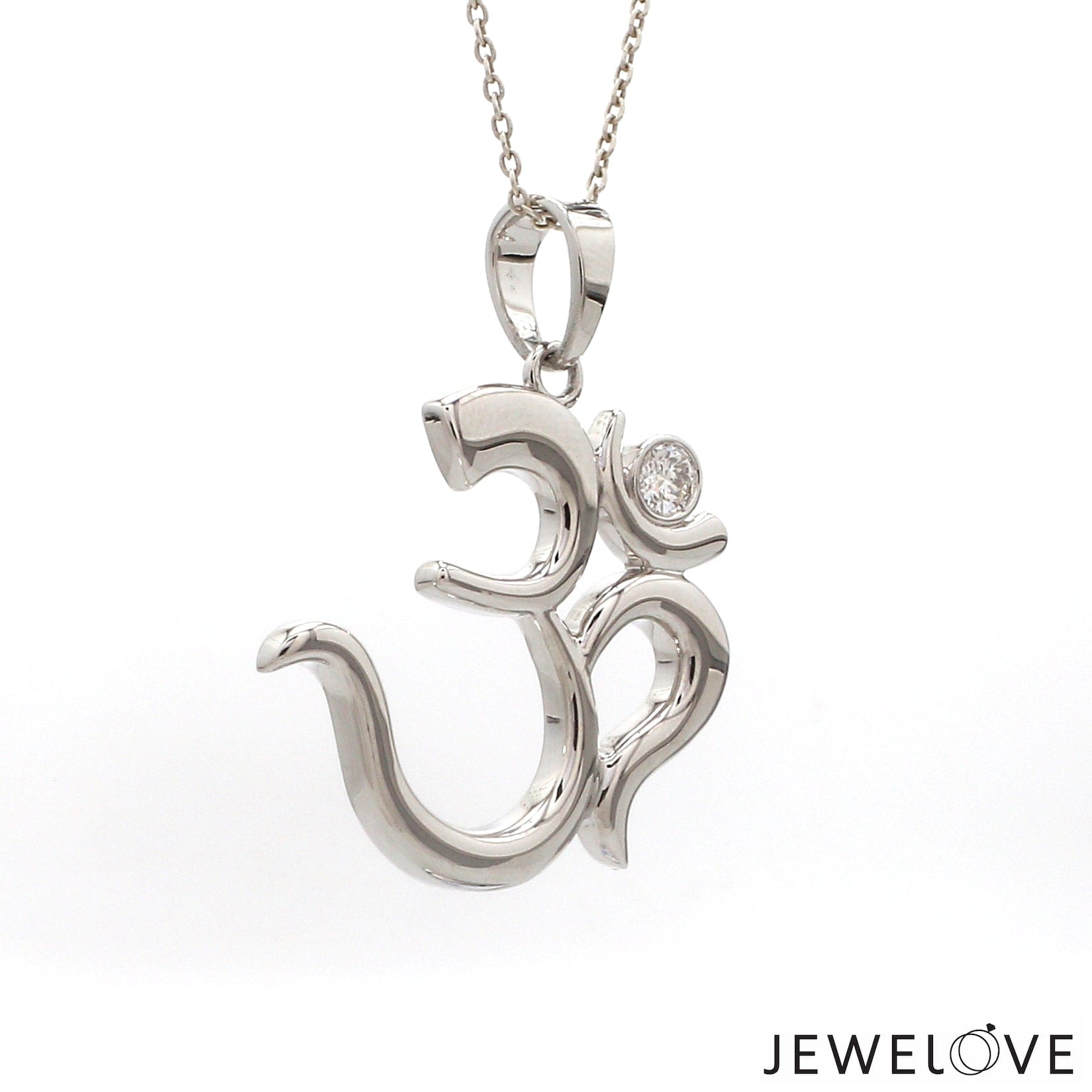 Jewelove™ Chains Platinum Single Diamond Om Pendant JL PT OM-7