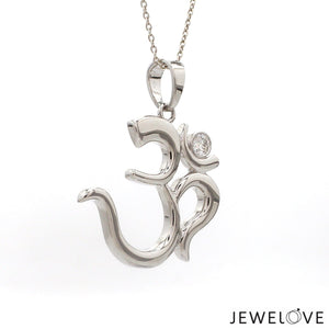 Jewelove™ Chains Platinum Single Diamond Om Pendant JL PT OM-7