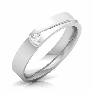 Jewelove™ Rings Women's Band only / SI IJ Platinum Single Diamond Unisex Ring JL PT CB 55