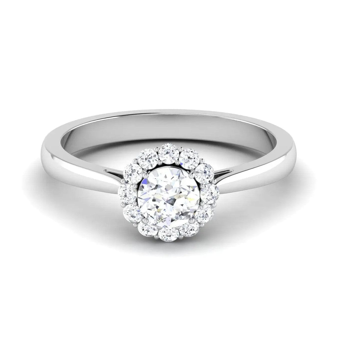 Jewelove™ Rings Women's Band only Platinum Solitaire Diamond Engagement Setting with Single Halo JL PT 498-M