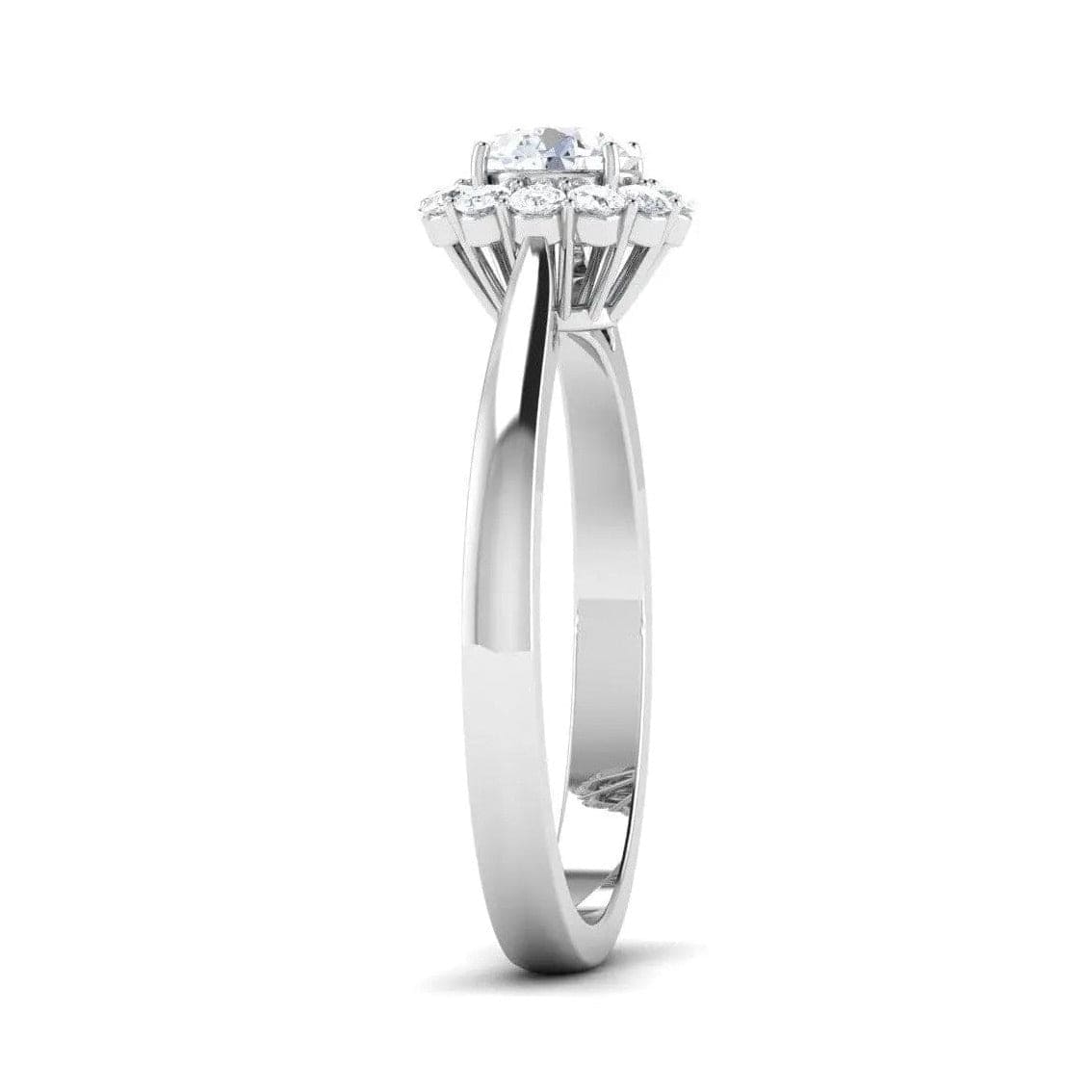 Jewelove™ Rings Women's Band only Platinum Solitaire Diamond Engagement Setting with Single Halo JL PT 498-M