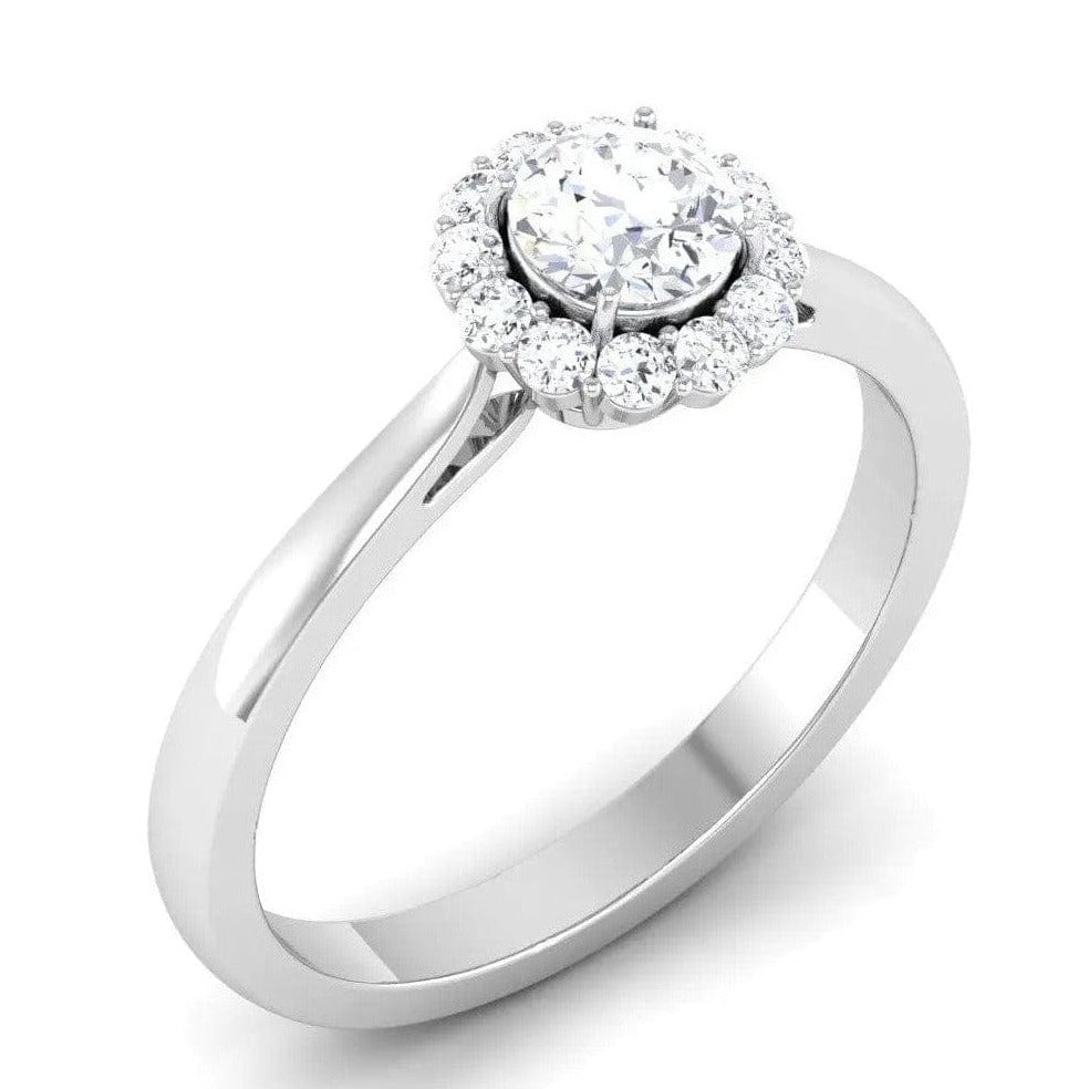 Jewelove™ Rings Women's Band only Platinum Solitaire Diamond Engagement Setting with Single Halo JL PT 498-M