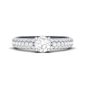 Jewelove™ Rings Platinum Solitaire Engagement Ring Setting with 3 Row Diamonds Shank JL PT 462-M