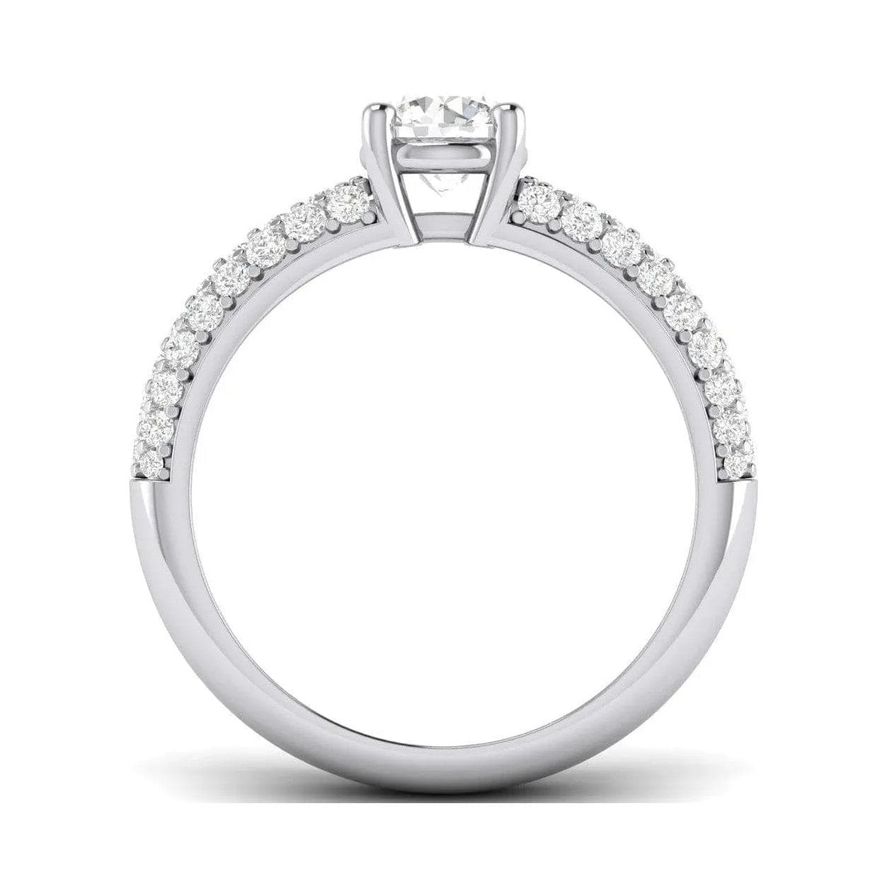 Jewelove™ Rings Platinum Solitaire Engagement Ring Setting with 3 Row Diamonds Shank JL PT 462-M