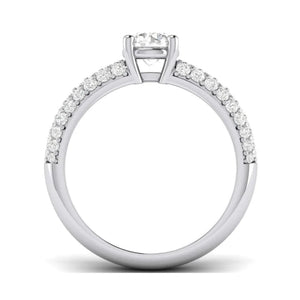 Jewelove™ Rings Platinum Solitaire Engagement Ring Setting with 3 Row Diamonds Shank JL PT 462-M