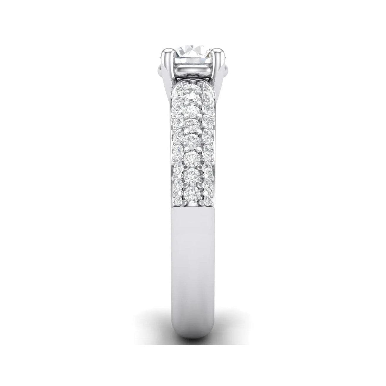 Jewelove™ Rings Platinum Solitaire Engagement Ring Setting with 3 Row Diamonds Shank JL PT 462-M