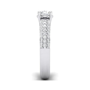 Jewelove™ Rings Platinum Solitaire Engagement Ring Setting with 3 Row Diamonds Shank JL PT 462-M