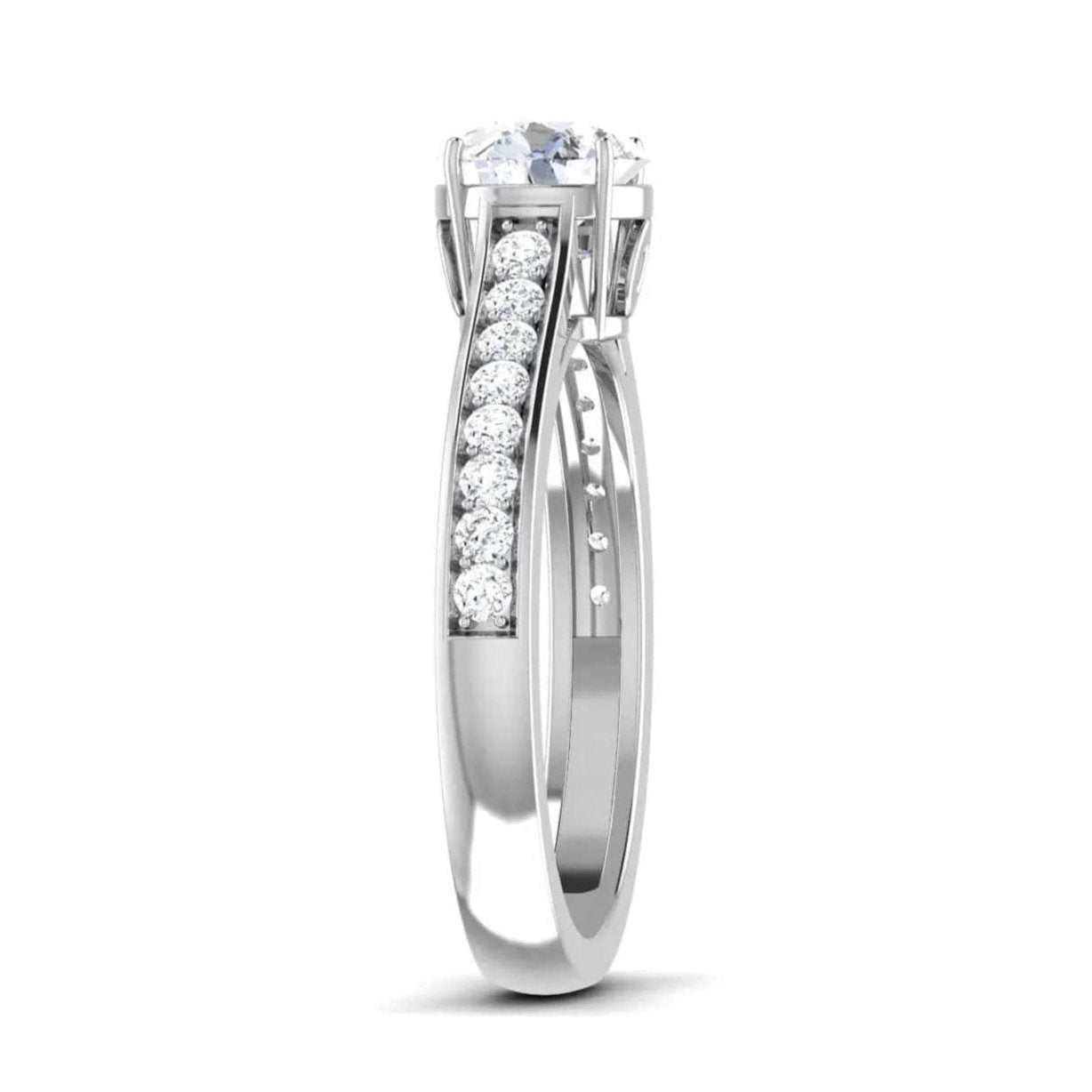 Jewelove™ Rings Platinum Solitaire Engagement Ring with Diamond Shank for Women JL PT 512