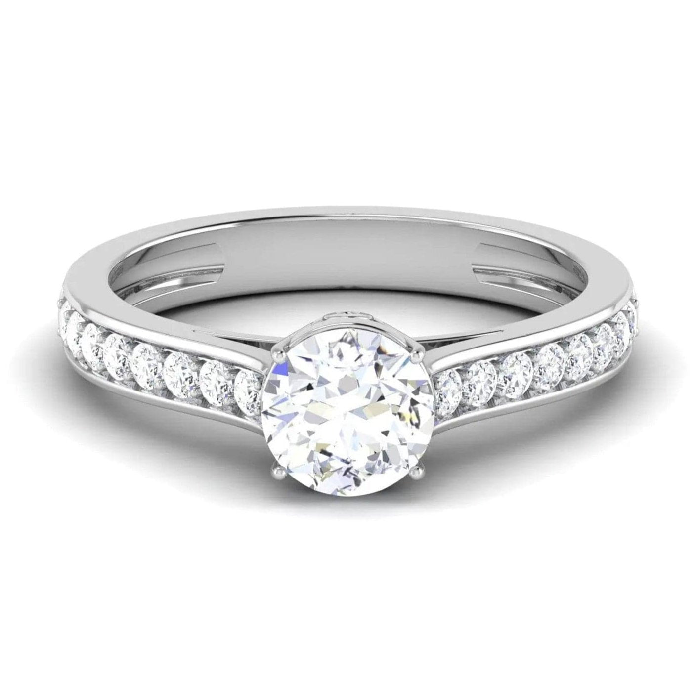 Jewelove™ Rings Platinum Solitaire Engagement Ring with Diamond Shank for Women JL PT 512