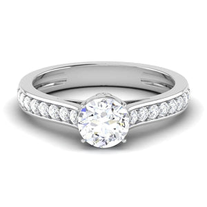 Jewelove™ Rings Platinum Solitaire Engagement Ring with Diamond Shank for Women JL PT 512