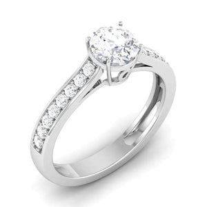 Jewelove™ Rings Platinum Solitaire Engagement Ring with Diamond Shank for Women JL PT 512