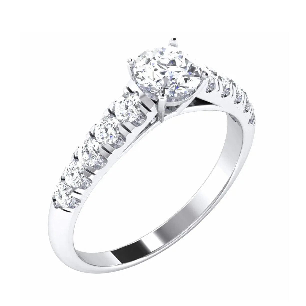 Jewelove™ Rings Platinum Solitaire Engagement Setting with 10 Diamonds on Shank JL PT 478-M