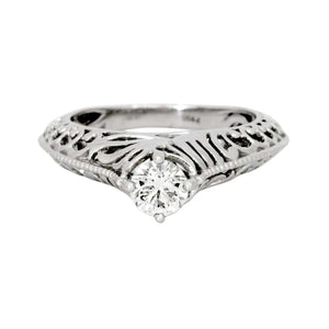 Jewelove™ Rings Women's Band only Platinum Solitaire Engagement Setting with Filigree JL PT 506-M