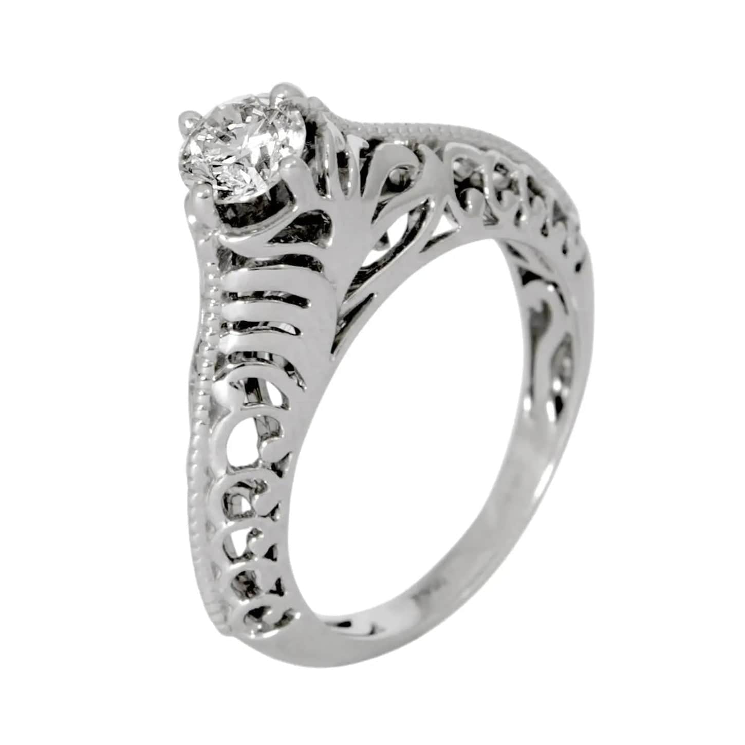 Jewelove™ Rings Women's Band only Platinum Solitaire Engagement Setting with Filigree JL PT 506-M