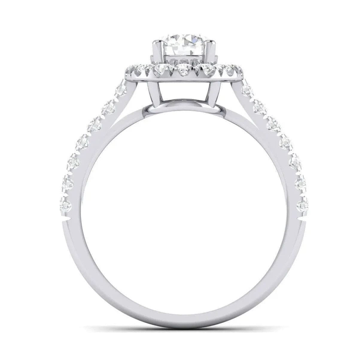 Jewelove™ Rings Women's Band only Platinum Solitaire Halo Engagement Ring with Diamond Shank JL PT 465