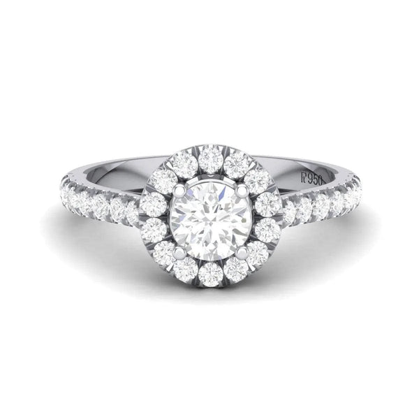 Jewelove™ Rings Women's Band only Platinum Solitaire Halo Engagement Ring with Diamond Shank JL PT 465