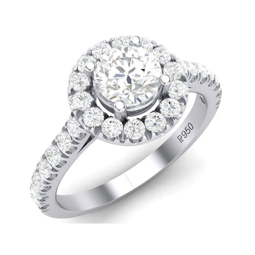 Jewelove™ Rings Platinum Solitaire Halo Engagement Setting with Diamond Shank JL PT 465-M