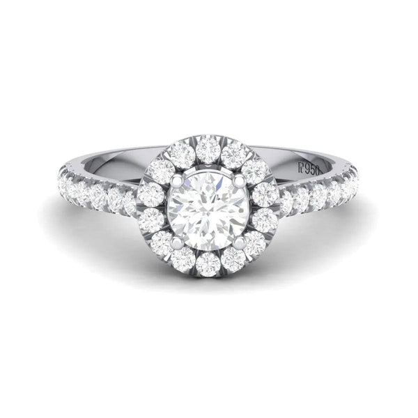 Jewelove™ Rings Platinum Solitaire Halo Engagement Setting with Diamond Shank JL PT 465-M
