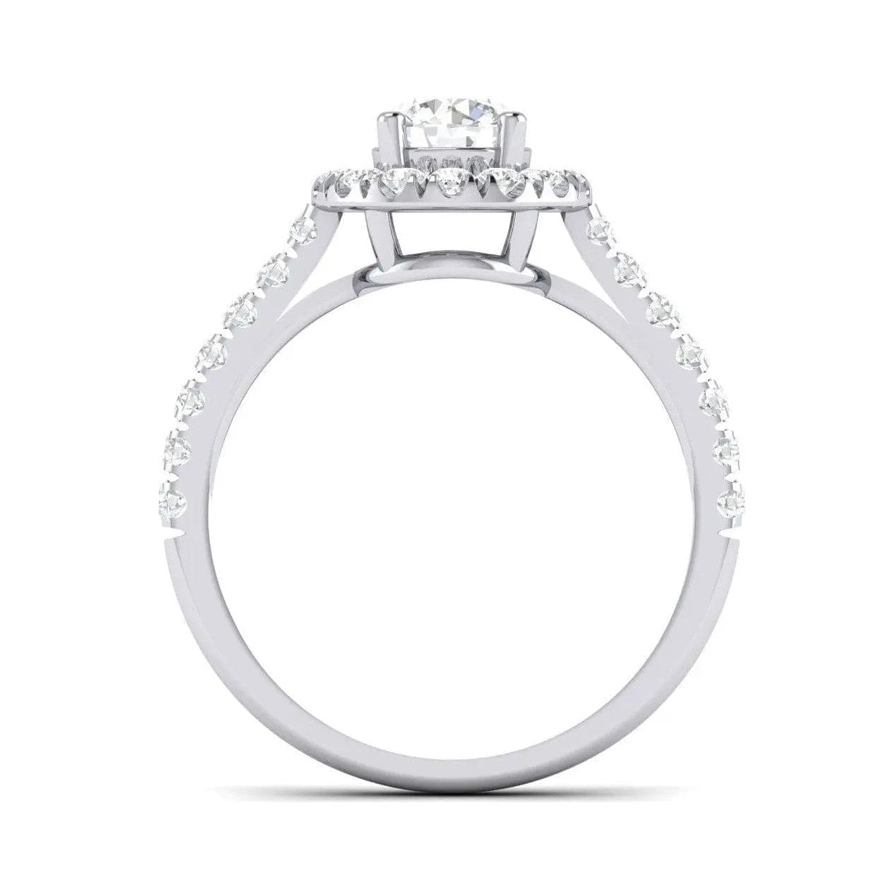 Jewelove™ Rings Platinum Solitaire Halo Engagement Setting with Diamond Shank JL PT 465-M